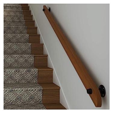 Imagem de Corrimão de escada de madeira antiderrapante para casa contra a parede corrimão para idosos corrimãos de corredor (1 pés-6 m) (tamanho: 4,9 m)