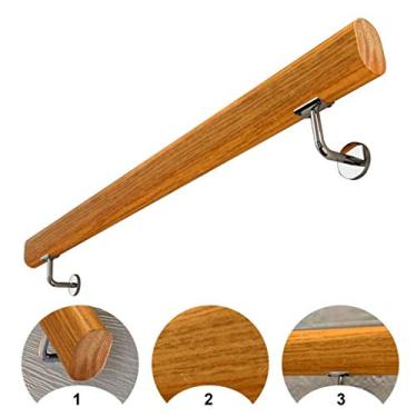 Imagem de Corrimão de escada de pinheiro, madeira maciça, jardim de infância, casa de infância, loft, antiderrapante, kit completo de corrimão antiderrapante (1,2 m) (tamanho: 1,2 m)