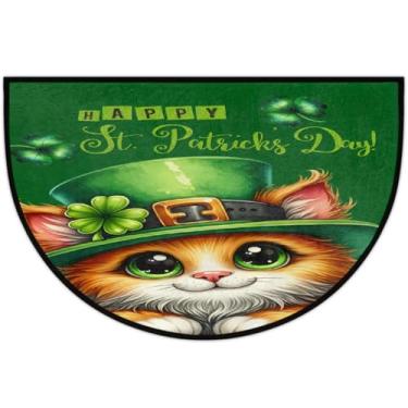 Imagem de Tapete de porta meio redondo, dia de São Patrício, antiderrapante, absorvente, semicírculo, tapetes laváveis, meia lua, para ambientes internos, pátio, cozinha, banheiro, entrada, lareira, decoração