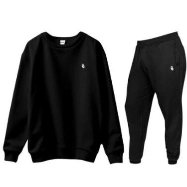 Imagem de Conjunto de Moletom Blusa Sem Capuz e Calça Jogger-Masculino