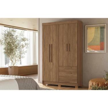 Imagem de Guarda Roupa Solteiro 4 Portas E 2 Gavetas C/ Pés Londrina 4.2 Jatobá - Santos Andirá