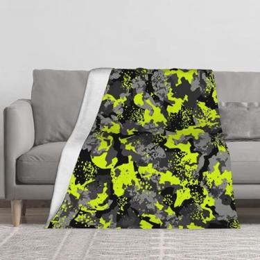 Imagem de Cobertor macio e leve, aconchegante e quente, camuflado, amarelo, cinza, decoração de quarto, presentes de festival para mulheres e homens, cobertor de flanela felpudo para cama, sofá, acampamento e