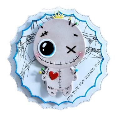 Imagem de Cortes de vodu sorridente de Halloween para fazer cartões, Feliz Dia das Bruxas em relevo de metal para álbuns de scrapbook, estênceis de cartão de presente, corte de papel artesanal Tcawlea