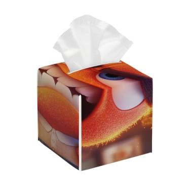 Imagem de Capa quadrada de couro para caixa de lenços de papel à prova d'água, desenho animado, fofo, organizador de papel facial com cinto inferior, estojo de lenços para mesa, banheiro, escritório, mesa