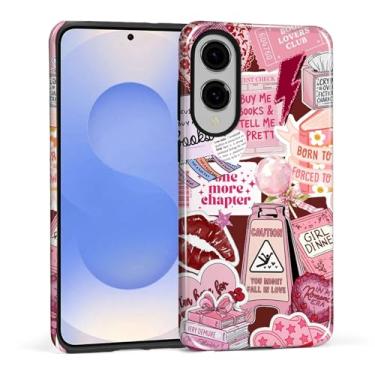 Imagem de DAIZAG Capa para Samsung Galaxy S25 Edge, rosa vermelha Spicy Book Club design de corpo inteiro - proteção híbrida TPU macio + PC rígido, capa protetora à prova de choque resistente a arranhões para