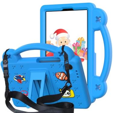 Imagem de QYiiD Capa infantil para Galaxy Tab S10 Lite/S10 FE 2025 e S9 FE/S9 2023 27.7 cm/27.9 cm, capa infantil EVA à prova de choque com alça de suporte, alça de ombro, suporte, azul claro