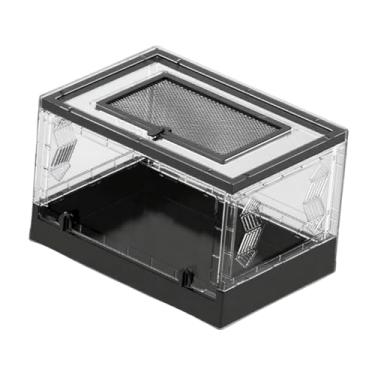 Imagem de ＡＷＨＡＯ Tanque de Répteis Dobrável Transparente, Habitat para Lagartos, Gabinete para Animais de Estimação de Mesa com Tampa Deslizante, Tanque de Reprodução, Preto