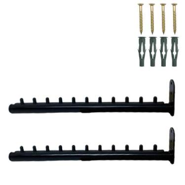 Imagem de 2 Cabideiros Rt Araras 40cm Fixas De Parede Para 10 Cabides - STEEL PR