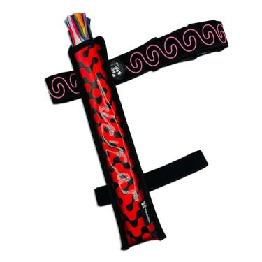 Imagem de Bolsa de telefone VERS MURSE coldre para ventilador, faixa de braço/perna, zíperes com fivela e bolso com zíper oculto para Raves/Circuit Parties (coldre de ventilador vermelho + cinto de LED espirais