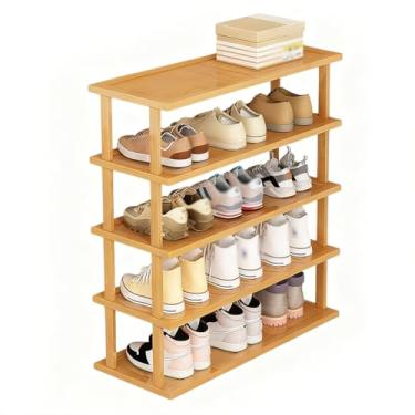 Imagem de SPXMQSS Sapata vertical de 2/3/4/5/6 níveis, sapato estreito de bambu, armário de armazenamento de sapatos para entrada, armário, canto, economiza espaço 5 tiers 65 x 23 x 77 cm