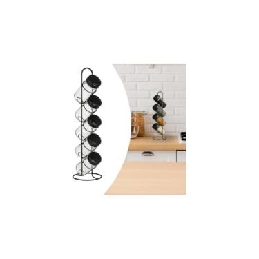 Imagem de Conjunto 5 Porta Condimentos com Suporte Vertical, Vidro e Ferro, Preto, 40cm x 11cm, Tampa Giratória, Organização Cozinha
