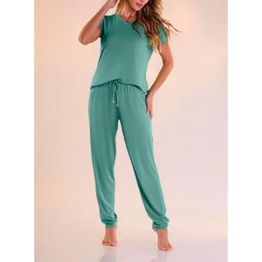 Imagem de Pijama Longo Pzama 100183 Feminino Viscolycra T. P/EG, EG, 0002, Palm