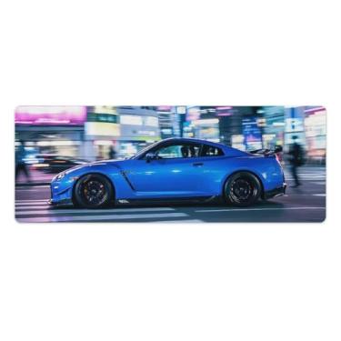 Imagem de HouLaiZhe JDM Car R35 Tokyo Shibuya Street Gaming Mouse Pads JDM Car Desk Pads Grandes Mousepads para teclado de mesa, tapete de computador 30 x 80 cm