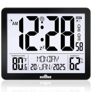 Imagem de Relógio de parede digital atômico operado por bateria com luz de fundo, Vine