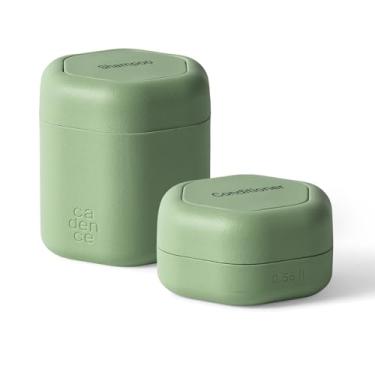 Imagem de Cadence Recipientes de viagem – Conjunto de 2 peças para cuidados com o cabelo – Cápsulas magnéticas de viagem – para xampu, condicionador, produto para penteados – 1 cápsula pequena e 1 média