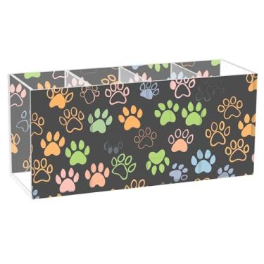 Imagem de Burbuja Porta-canetas de acrílico coloridas com 4 compartimentos, suporte de lápis transparente para pincéis de maquiagem, acessórios de mesa de escritório em casa