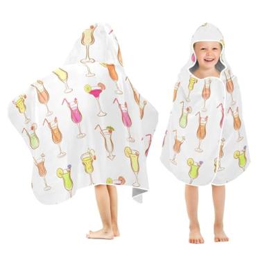 Imagem de Burbuja Toalha de banho com capuz de bebidas coloridas para crianças, toalha de praia de pelúcia macia absorvente para chá de meninas e meninos 3-10 anos, 61 x 127 cm