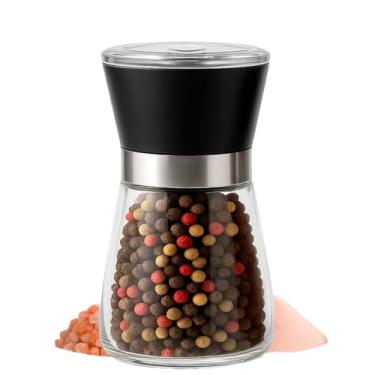 Imagem de Kit 2 Moedor De Pimenta Manual Tempero Sal Vidro Inox(PRETO - 1 UNIDADE)