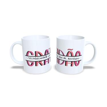 Imagem de Caneca de Cerâmica 325ml com Frase Inspiradora Amor, Branca com Design em Rosa e Preto (19931)