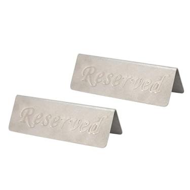 Imagem de Eujgoov Sinal Reservado, Placa de Mesa de Metal Com Dicas de Dupla Face, Suprimentos de Artesanato Em Aço Inoxidável Decoração de Festas, 2pcs para Restaurantes, Bares, Cafés, Salas de chá, Hotéis
