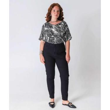 Imagem de Calça Plus Size Feminina Jeans Skinny Push Up Preto-66049 - Ecxo Jeans