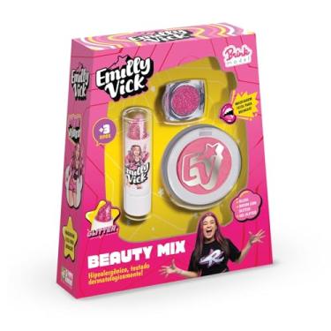 Imagem de Kit Maquiagem Infantil Beauty Mix Emilly Vick LX – Glitter, Batom e Blush – Hipoalergênico – Brink Model
