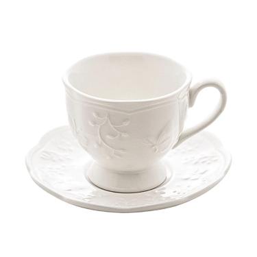 Imagem de Xícara De Chá De Porcelana Branca New Bone Butterfly Flower Lyor 200ml