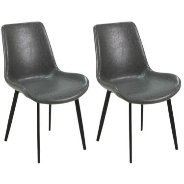 Imagem de Kit 2 Cadeiras De Jantar Estofada Chicago Base Metal - Cinza Escuro