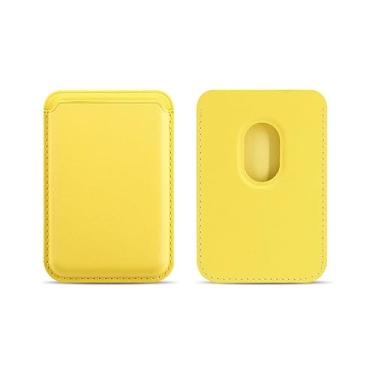 Imagem de Carteira magnética - capa de couro PU com porta-cartões para iPhone 17 16 15 14 13 Pro Max Air Plus, bolsa fina para armazenamento de cartões (amarelo)