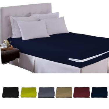 Imagem de Capa de Colchão Solteiro com Zíper Tecido Malha Arte Cazza (Azul Marinho, Solteiro)