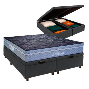 Imagem de Conjunto Cama Box Bau Blindado Queen + Colchão Molas Ensacadas Petrus Paropas
