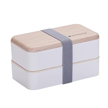 Imagem de Caixa de Almoço Portátil 2 Camadas para Estudantes em PP Grau Alimentar - Recipientes Comida com Aquecimento no Micro-ondas e Elástico