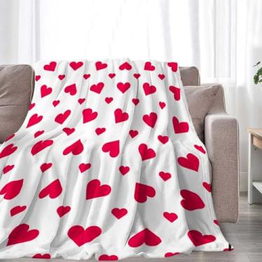 Imagem de Cobertor de flanela macio e aconchegante de coração romântico para mulheres, meninas, cobertor de lã felpudo para cama, sofá, cadeira, decoração de casa 127 x 152 cm
