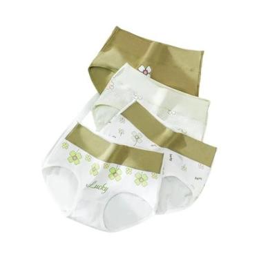 Imagem de Calcinhas Modeladoras Femininas plus Size De Cintura Alta 4PCS Em Algo