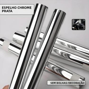 Imagem de Filme Vinílico Espelhado Cromado Prata, Rolo De Adesivo Sem Bolhas Par