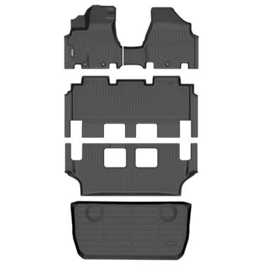 Imagem de Binmotor - Tapetes de chão e forro de carga para Odyssey 2011-2017, inclui 1ª + 2ª +3ª fileira + tapete de porta-malas traseiro, forro de piso TPE tapetes de carro para todos os climas para acessórios