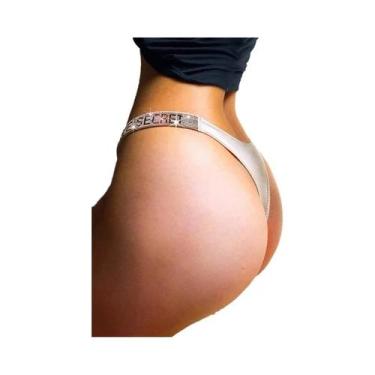 Imagem de Calcinha G-string Sexy De Baixa Cintura Com Strass Para Mulheres, Tama
