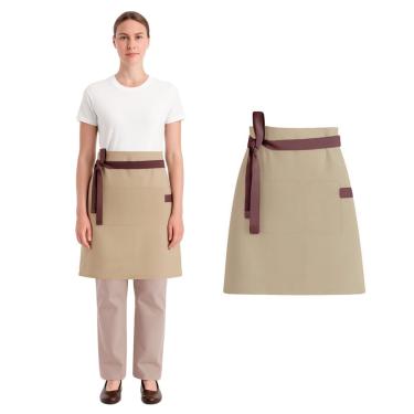 Imagem de Avental Cintura Bege Marrom Barista Chef Bistro Unissex 10un