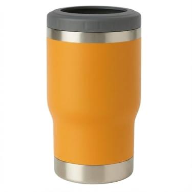 Imagem de Copo Térmico Porta Long Neck e Lata - 2 Em 1 - Inox 420ml com Parede Dupla a Vácuo Com Abridor (Laranja)