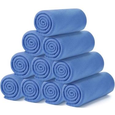 Imagem de Buryeah 10 mantas de lã a granel macias e quentes, aconchegantes de lã, leves, cobertor de pelúcia para casa, cama, sofá, escritório, presentes de casamento, viagens (127 x 152 cm, azul brilhante)