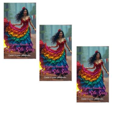 Imagem de Kit c/3 Legitimo Baralho Cigana Sete Saias 36 Cartas Manual - Lua Míst