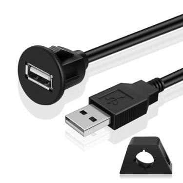 Imagem de Cabo de montagem USB TNP com fivela - Painel de painel de painel de montagem 1 porta USB tomada conector conector extensão cabo de fio resistente à água macho para fêmea (1,8 m / 1,8 m)