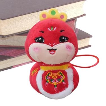 Imagem de Boneca de pelúcia de cobra chinesa, pelúcia de cobra chinesa | Cobra Mascote Chinesa Bicho de Pelúcia Ano da Boneca Cobra | Brinquedo de ano novo de cobra vermelha de pelúcia, decoração de ano novo ch