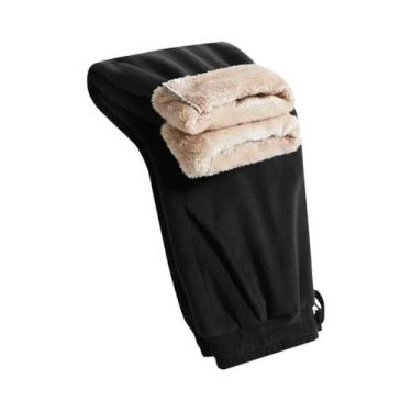Imagem de Calças De Moletom Unissex Oversize Com Forro De Fleece Para Inverno, Q