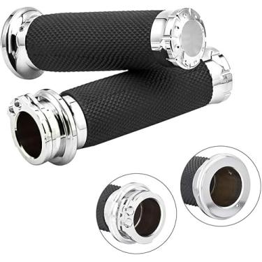 Imagem de Benlari Punhos cromados para motocicletas de 2,5 cm para guidão, cabo compatível com Harley Davidson Sportster Touring Dyna Softail Street Glide 883 1200