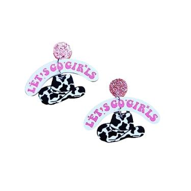 Imagem de Brincos pendentes de acrílico HOWDY da Western Cowgirl com glitter, rodeio, discoteca, caubói, concerto country para mulheres, joias do sul, Acrílico acrílico Glitter, acrílico