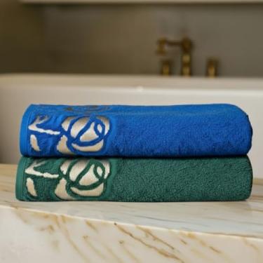 Imagem de Kit 2 Toalhas Banho 100% Algodão 75x150cm Absorção Conforto Maciez Uso Diário Casa Hotel Spa (Kit 2 Banho Verde/Azul)