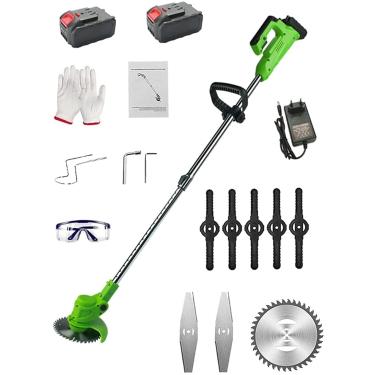 Imagem de Cortador de grama sem fio Aparador de grama elétrico portátil Cortador de grama manual Cortador de grama elétrico operado por bateria Altura ajustável para quintal e jardim