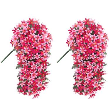 Imagem de Ivydale Flores artificiais falsas para decoração ao ar livre, resistente a UV, 2 peças, trepadeiras artificiais de lírio para casa, pátio, varanda, jardim, quintal, rosa e rosa