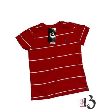 Imagem de Camiseta Gola Redonda Listrada - Vermelha / Branca - Fabricacao Propri